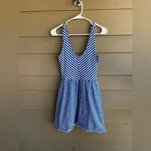 O'Neill Mini Dress - Size Small - Blue and White Geometric & Strips